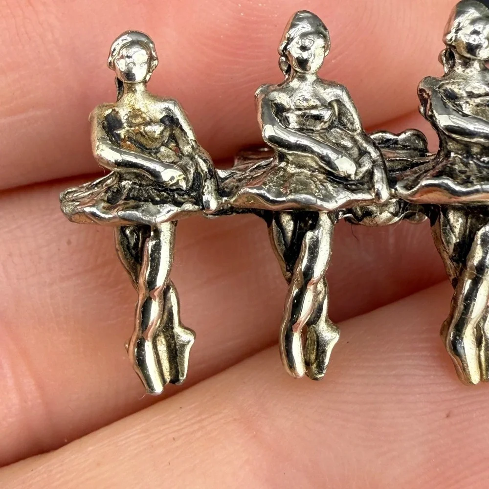 Vintage Ballet Dancer Brooch Silver Tone
